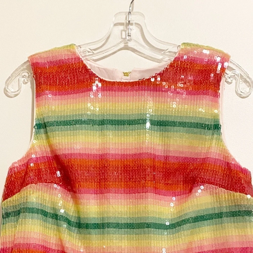 NWT J. Crew Sleeveless Sequin Tank Watermelon Stripes Sparkle Shine Size XS